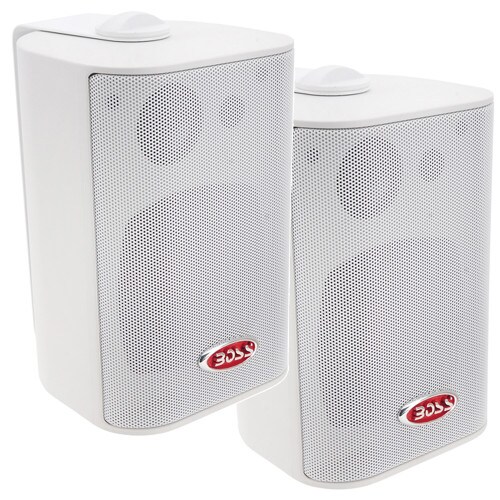 Boss Audio 4-Inch 3-Way Marine Enclosed Box Speakers 200W White MR43W